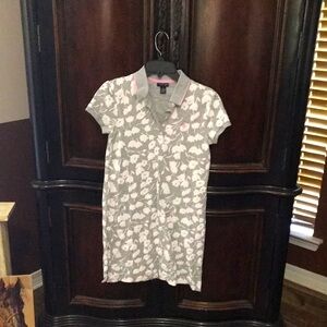 US Polo Asdoc knee length Floral Polo Dress with Pink Trim